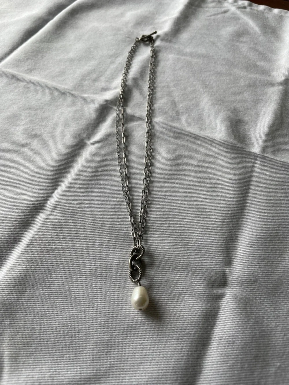 Vintage Silpada Double Stranded Sterling and Pearl Necklace - Picture 5 of 6